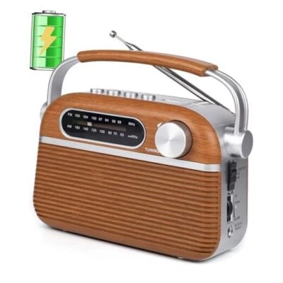 Portable AM FM Analog Radio Plug in Wall with Bluetooth Speak, 3-Way Power
