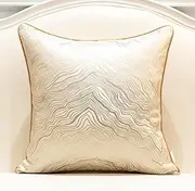 2 Packs Decorative Throw Silk Pillowcase,China Satin Fabrics,50x50 CM for Living Room Couch Bed Sofa, Light Luxury Premium Cushion Cover(Gold Coast Beige)