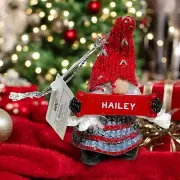 Ganz Hallmark Resin Gnome Dwarf Christmas Ornament 3" Personalized Name HAILEY