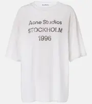 [Acne Studios] Acne Studios Distressed logo cotton and hemp T-shirt UK 14 white