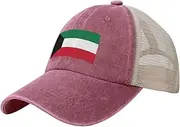 [Generic] Flag of Kuwait Cowboy Mesh Baseball Cap for Kuwaiti Man Woman Outdoor Adjustable Denim Hat