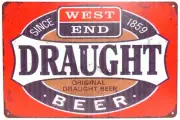 WEST END DRAUGHT BEER - RED WHITE Reproduction AD METAL SIGN - 12" x 8"