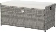 Gardeon Outdoor Storage Box Bench, Wicker Garden Shed Shoe Cabinet Tool Chest Toy Storages Boxes Benches Deck Chair Container Indoor Patio Balcony Furniture, with Cushion 300kg Capacity Grey