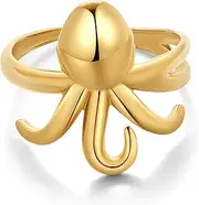 ENSKEFEN Gold Conch Shell Starfish Rings for Women Adjustable Chunky Open Stackable Seashell Rings Bohemian Statement Rings Summer Ocean Punk Jewelry