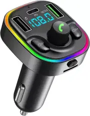 Bluetooth 5.3 FM Transmitter Car Adapter - Car Bluetooth Adapter with Fast Charg