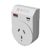 Moki Travel Adaptor Plus Outbound AU/NZ to India w/ PD20W Type-C & QC 3.0 USB-A