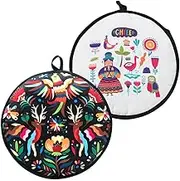 BAOZOON 2 Pcs Tortilla Warmer Pouch 12 Inch Insulated Tortilla Holder Microwave Taco Warmer Fabric Pouch for Mexican Food Tortilla Pita Pancake Flat Bread(Style B)