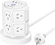 Power Board Surge Protected with 12 Widely Outlets, Powerboard with 2 USB C & 2 USB A, 1050J Surge Protector, 1.5 M Extension Cord, Power Board Tower for Home, Office, School, SAA Certified