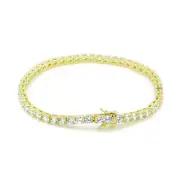 Unisex 1 Row 3mm Classic Bling Tennis Bracelet 14K Gold Finish CZ 8 Inches