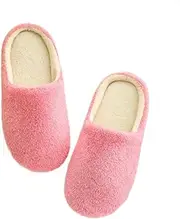 [MOBUTOFU] Women's Cozy Furry Slippers Men's Soft Round Toe Winter Home Shoes Cotton Padded Couples Slippers Size 42/43