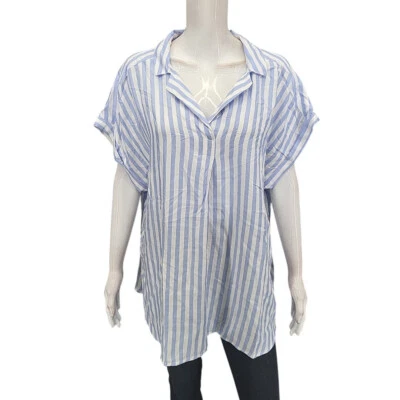 GAP Ladies Dressy Stripe Printed Rayon Lyocell Top XX-Large Size Blue Shirt