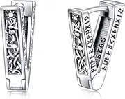 PELOVNY Mountain Cross Viking Hoop Earrings for Women Men 925 Sterling Silver Huggie Hoop Earrings Birthday Christmas Jewelry Gifts for Him Her