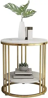 Exquisite Bedside Cabinets Marble Coffee Table, Household Balcony Bedroom Bedside Table Living Room Sofa Side Table Telephone Table Can Store Magazines Side Desk (Color : B, Size : 40CM*55CM)
