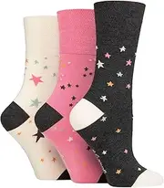 [SOCK SHOP GENTLE GRIP] SOCKSHOP Ladies Soft Top Patterned and Striped Soft Breathable Bamboo Socks in a Multipack of 3
