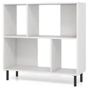 Giantex 4-Cube Bookcase Floor Standing Bookshelf w/Metal Legs Home Storage Organizer Rack White