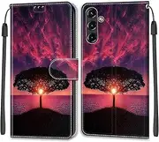 [Mo-Beauty] Compatible with Samsung Galaxy A14 5G/4G Case, Mobile Phone Case Samsung A14 5G/4G, PU Leather Flip Wallet Foldable Case Protective Leather Flip Case Mobile Phone Case (Dusk)