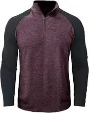 [Kuukaas] Mens Activewear Long Sleeve Tops 1/4 Zip Running Shirts Outdoor Polo Shirts