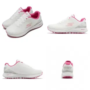 【SKECHERS】高爾夫球鞋 Go Golf Max 2 女鞋 白 粉紅 防水鞋面 記憶鞋墊 緩震 高球(123030WMLT)