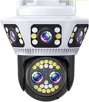 8K 12MP WiFi Camera Outdoor Night Vision 10X Zoom Three-Screen Body Detection Two-Way Voice Security Video Surveillance IP CCTV(A/U,8K Cam 64G SD Card)