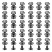 30Pcs 8mm Chicago Screws Round Head Button Leathercraft Rivets, Metallic Black