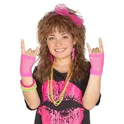 80s Wig Women Costume Wig Set Long Curly Brown Wig Party Carnival Accessories(Only Wigs) Halloween Wigs