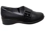 Homyped Scope Buckle Womens Comfortable Leather Shoes - Black