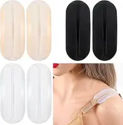 [Xinjoduz] Pack of 6 Bra Straps Slide Bra Strap Pads Silicone Bra Accessories Shoulder Pads Women Black Comfort Non-Slip Shoulder Pad White Bra Strap Pad Holder for Women Girls, black, One size