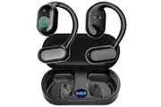 Waterproof Bone Conduction Wireless Earbuds, Running Headphones with Earhooks Black