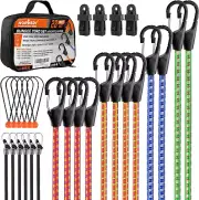 Premium 28-Piece Bungee Cord Set with Hooks, Assorted Sizes 10" to 48