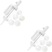 Cabilock 2 Sets Cake Decorating Baking Kit Circle Cake Injector Jelly Decorating Tools Roti Maker Dough Cone Cookie Press Filler Cookies Biscuit Bread Maker Loaf White Plastic re-usable