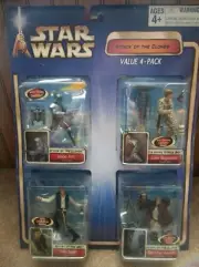 Star Wars AOTC 4-Pack Jango Fett Han Solo Obi-Wan Luke Skywalker "BRAND NEW"