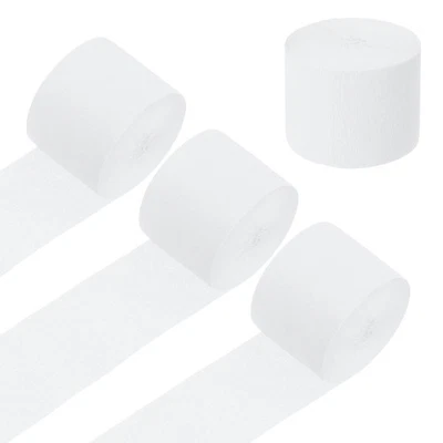 4 Roll Crepe Paper Streamers Decor White