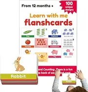 Number Flash Cards - Vocabulary Flashcard Set of 100 - Word Number Learning Interactive Flash Cards Tool Kindergarten Classroom Homeschool for Over 1 Years Old Kids Toddler