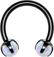 [Pierced Owl] 16GA Horseshoe Claw Set Synthetic Opals on Internally Threaded 316L Surgical Stainless Steel for Cartilage, Daith, Eyebrow, Septum and More