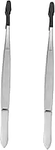 HOMSFOU Stainless Steel Tweezers 2pcs Long Stamp Nipper for Craft Jewelry Work