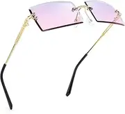[FEISEDY] Vintage Rimless Sunglasses Rectangle Frameless Candy Color Glasses Women Men B2642