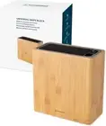 XL Bamboo Universal Knife Block with Slots for Scissors and Sharpening Rod-Knife