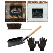 Fireplace Tools Coal Shovel and Hearth Brush Set Wood Burner Hearth Tidy