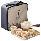 Portable Chinese Kongfu Tea Set Travel Ceramic Teapot with 4 Teacups & Bag