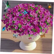 Artificial Flowers for Outdoor Decor, 16 Pack UV-Resistant Fake Silk Purple