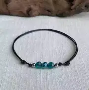 Teal Faceted Glass Bead Black Durable Cord Women's Anklet or Bracelet Adjusta