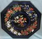 24 Inches Octagon Marble Coffee Table Top Leaves Design Inlay Work Sofa Table
