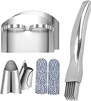 6PCS Finger Guards for Cutting, 1PCS Scallion Cutter Shred Silk Knife, Cut Resistant Finger Cots, Stainless Steel Cutting Protector Kitchen Tool Avoid Hurting When Slicing and Chopping