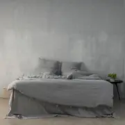 Charcoal Linen Duvet Set - 100% French Flax Linen, King / Charcoal