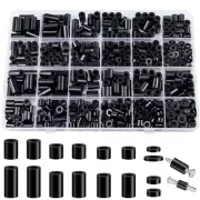 Neng-Q 600 Pcs Electrical Outlet Screw Spacers Black Nylon Round M3&M4