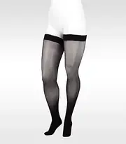 (III, Black) - Juzo Naturally Sheer Compression Thigh High w/Silicone Top Band Short Closed Toe 20-30mmHg, III, Black