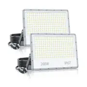 200W Flood Lights Outdoor 2 Pack, 20000LM Plug in Flood Light Outdoor with 6....