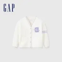 在飛比找momo購物網優惠-【GAP】女童裝 LogoV領外套-白色(891984)