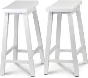 24 Inch Tall Easy Assemble Backless Solid Wood Saddle Seat Kitchen Counter Stool