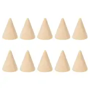 25x20mm Natural Wood Cone Ring Holder, 10 Pack Finger Jewelry Display Stand